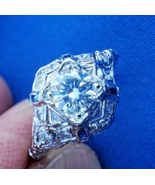 Earth mined Diamond Sapphire Deco Engagement Ring 1ct Vintage Platinum S... - $7,595.25