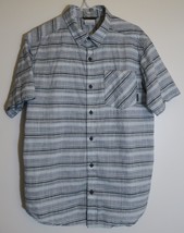 Columbia Sportswear Regular Fit Gray Blue Striped Casual Short Sleeve Shirt M - £16.47 GBP