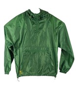 John Deere Green Rain Jacket Mens Medium 1/4 Zip Front Pocket Hooded - $28.71