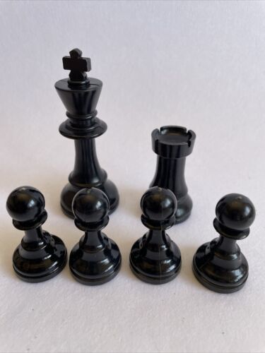 Plastic staunton chess pieces Tournament Whitman Style Black King Knight... - $6.64