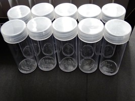 Lot of 10 BCW Quarter Round Clear Plastic Coin Storage Tubes w/ Screw On... - £10.18 GBP