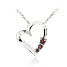 Necklace 925 Sterling Silver Garnet Floating Heart Pendant 18in jewelry dark red - £27.96 GBP