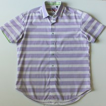 Robert Graham X Collection Men&#39;s Bald Stripe Short Sleeve Dress Shirt si... - £39.95 GBP