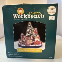 Santa&#39;s Workbench Fiber Optic trim &amp; tree VTG Porcelain Lighted house in Box  - £19.29 GBP