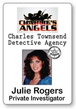 Julie Rogers CHARLIE&#39;S ANGELS magnet Fastener Name Badge Tag Halloween Costume C - £13.53 GBP