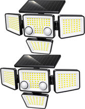 Solar Outdoor Lights - 3000LM 188 LED Motion Sensor Outdoor Lights, 4 Heads IP65 - £46.15 GBP