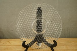 Vintage Clear Glass Chip &amp; Dip Basket Weave Woven Pattern Platter Serving Dish - £23.33 GBP