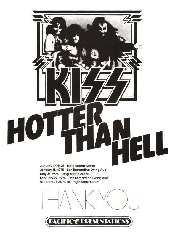 KISS Rock Hotter Than Hell &quot;18 x 25&quot; Inch &quot;THANK YOU&quot; Reproduction Poster - $38.00