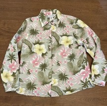 Pendleton Cardigan Womens 8 Floral Grandma Core Silk Blend Button Up Tropical - £23.31 GBP