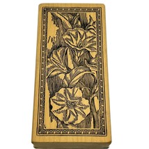 Magenta Wood Block Floral Rubber Stamp - £15.10 GBP