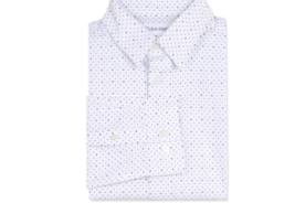 CALVIN KLEIN Big Boys Slim-Fit Stretch Logo Dot-Print Dress Shirt - £27.90 GBP