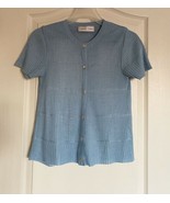 Womens Cookie&#39;n Cream Blue/ Teal Short Sleeve Button Up Cardigan Size Small - £11.03 GBP