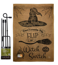 Flip my Witch Switch Burlap - Impressions Decorative Metal Garden Pole Flag Set  - £27.14 GBP