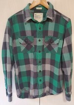 American Eagle Outfitters AE Blue Green Plaid Flannel Button-Up Size M G... - £15.38 GBP