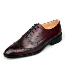 Men Oxford Burgundy Color Full Brogue Toe Wing Tip Leather Lace Up Shoes... - $159.99
