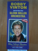 Bobby Vinton Blue Velvet Theater Brochure &amp; Ticket Branson Missouri 1993 - £7.85 GBP