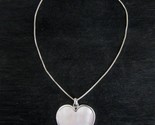Large Heart Necklace White Shell Pendant 925 silver Box Chain Corazon Bl... - £27.65 GBP