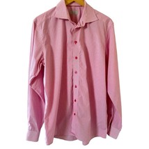 Eton Contemporary Shirt Men&#39;s Large 43/17 Red White Gingham Plaid Long Sleeve - £34.88 GBP