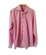 Eton Contemporary Shirt Men&#39;s Large 43/17 Red White Gingham Plaid Long S... - £34.15 GBP
