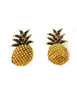 GOLD PINEAPPLE FRUIT YELLOW RHINESTONE CHARM PENDANT STUD EARRINGS SET R... - €4,90 EUR