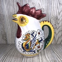 Williams Sonoma Majolica Deruta Raffaellesco Rooster Pitcher Handpainted Italy - £17.44 GBP