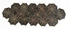 Halloween Table Runner Spider Web Fully Beaded 36x14&quot; Black Gold - $97.88
