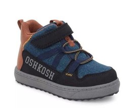 Boys Sneakers OshKosh B&#39;gosh Blue Slip-on High Top Boots Toddler Shoes-sz 12T - £26.33 GBP