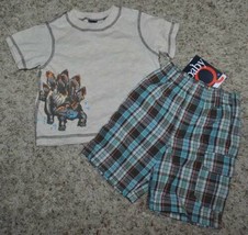 Boys Shirt Shorts 2 Pc Summer Dinosaur Short Sleeve Outfit Set-size 18 months - £5.21 GBP