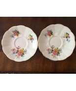 Vintage Crownford Fine Bone China England Set Of 2 Saucers Pink Yellow F... - £7.76 GBP