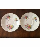 Vintage Crownford Fine Bone China England Set Of 2 Saucers Pink Yellow F... - €8,59 EUR