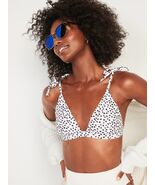 Old Navy Sz XL White Tie Strap Bikini Swim Top Bra Polka Dots V Neck UPF... - $280.27 MXN