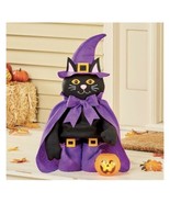 Spooky Halloween Decorative Cat Dressed In Witch Outfit extends 23-39in ... - £116.49 GBP