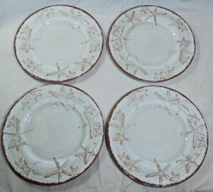 Set of 4 Sigrid Olsen Home Melamine Dinner Plates Brown and White Starfish - £23.24 GBP