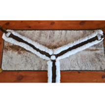 White Fleece Brown Nylon Horse Size Breast Collar USED image 1