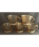 Jeanette Glass Louisa Floragold Carnival Punch Tea Cups 1950’s Set of 5 - $10.00