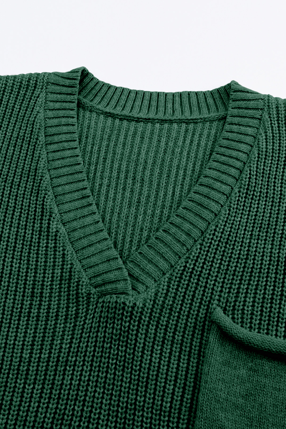 Green Knitted V Neck Sweater and Casual Pants Set Item image 5