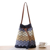 Ags for women color stripes beach handbags summer rattan shoulder bags handmade knitted thumb200