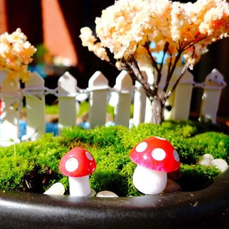 Play 10/50/100pcs Mini Mushroom Miniatures Fairy Garden Moss Terrarium Resin Cra - £23.63 GBP