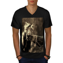 Horse Kiss Nature Animal Shirt Funny Animals Men V-Neck T-shirt - £10.38 GBP