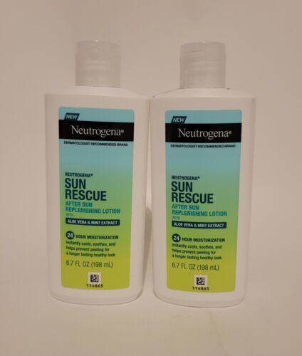 2 Neutrogena Sun Rescue After Sun Replenishing Lotion Aloe And Mint, 6.7 oz New - $21.78