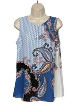 J. Jill Womens Blouse Top Size Small Boho Red White Blue Paisley Sleeveless - £31.07 GBP