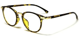 NEW TORTOISE GOLD FRAME ROUND CIRCLE STYLE GLASSES CLEAR LENS HIGH QUALI... - £6.01 GBP