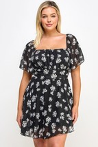 Women&#39;s Black Plus Size Floral Chiffon Dress (1XL) - £45.50 GBP