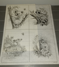 4 Baby Animals Tri Chem Picture to Paint 6&quot; x 8&quot; Koala Fawn Bunny Raccoon - $187.57 MXN