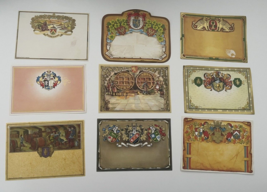 Lot 9 Vintage Wine Bottle Label Ephemera Germany Wine Crest Family Crest - $9.85