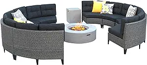Christopher Knight Home Navagio Outdoor Wicker Full Round Sofa Set with ... - $3,357.99