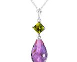 Galaxy Gold GG 14K Solid White Gold Natural Peridot Pendant Necklace for... - $599.93