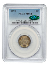 1892 10C PCGS/CAC MS64 - £260.38 GBP