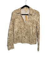 Michael Kors Animal Print BUTTON Front SHIRT LONG SLEEVE Tunic Blouse SZ... - $152.94 CAD