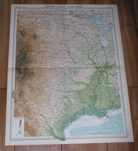 1922 Vintage Map Of Central Usa Texas Oklahoma Louisiana Colorado Kansas - $29.60